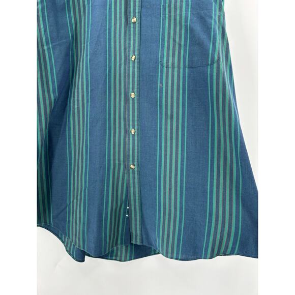 McGregor Classics Button Down Shirt Mens 2XL XXL Blue Green Striped Long Sleeves - Picture 7 of 16